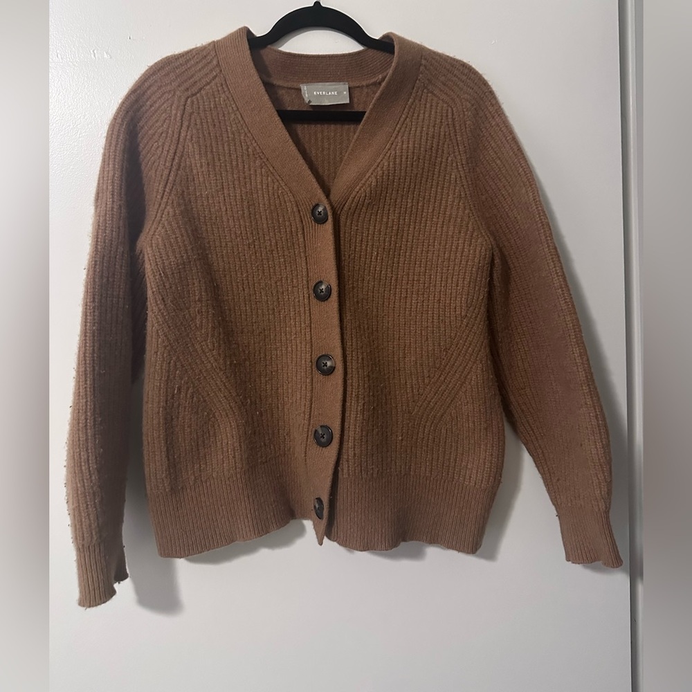 Everlane Tan Button-Up Cardigan